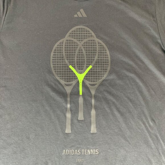 Adidas Tennis Paris Black Short Sleeve Crewneck Shirt JJ1410 Mens XL - Picture 2 of 7
